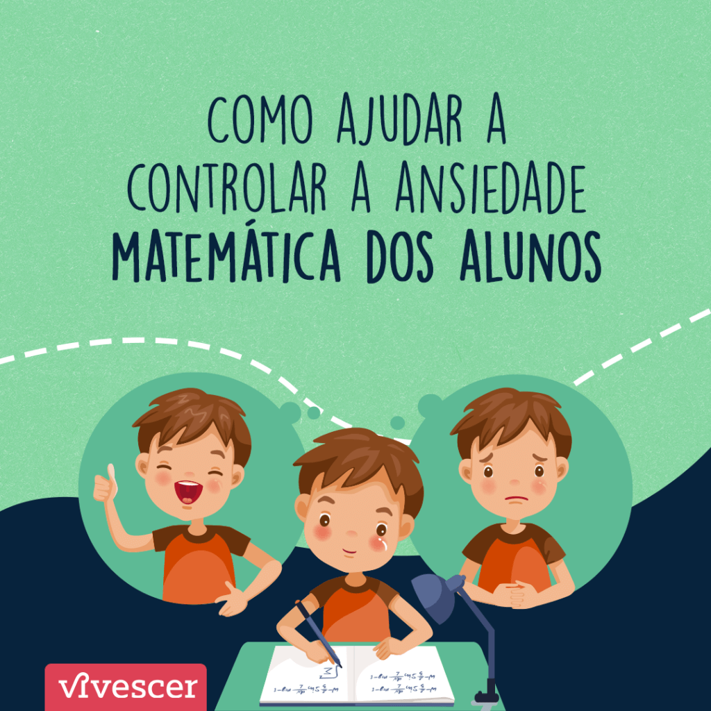 Criança resolvendo um exercício de Matemática. Na parte superior, tem o texto 