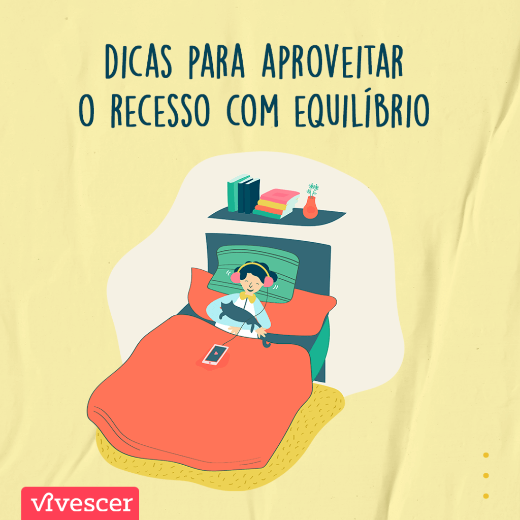 Professora (30 anos em média) deitada na cama abraçada com seu gato de estimação, de fones de ouvido ouvindo músicas do celular.
